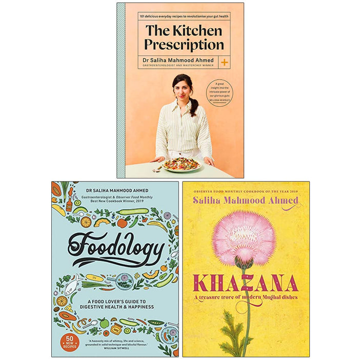 Saliha Mahmood Ahmed Collection 3 Books Set (The Kitchen Prescription, Foodology, Khazana Cookbook) - The Book Bundle