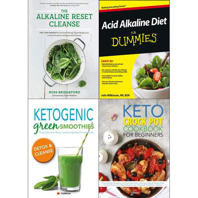 Alkaline reset cleanse [hardcover], acid alkaline diet for dummies, ketogenic green smoothies collection 4 books set - The Book Bundle