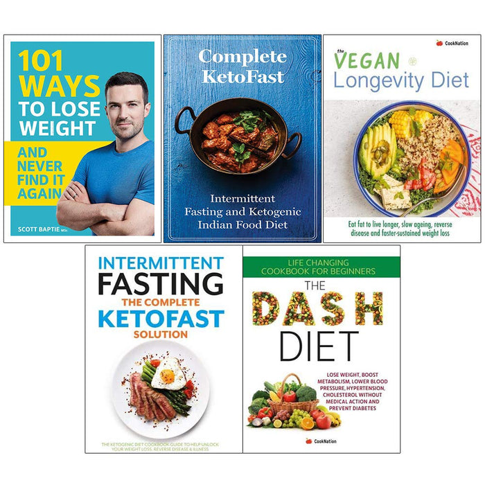101 ways , completet, vegan, intermittent, dash diet cookbook 5 books collection set - The Book Bundle