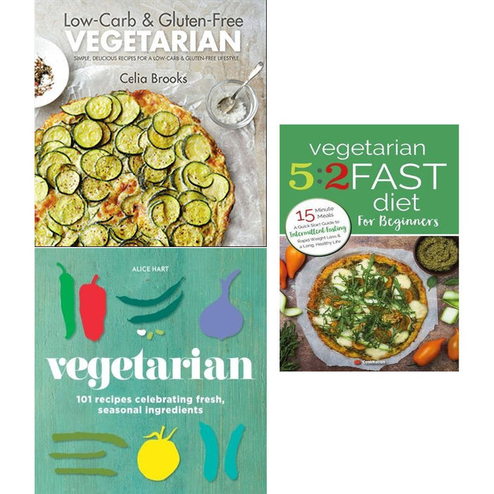 Low carb gluten free [hardcover], vegetarian alice hart [hardcover] and vegetarian 5 2 fast diet 3 books collection set - The Book Bundle