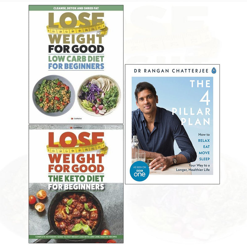 Set of three paperback books from The 4 Pillar Plan collection by Dr Rangan Chatterjee, published by Penguin Life/Iota.