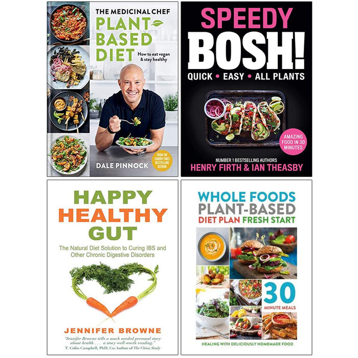Medicinal Chef,Happy Healthy Gut,Speedy BOSH,Whole Foods Plant Based 4 Books Set - The Book Bundle
