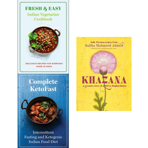 Khazana Cookbook [hardcover], Fresh & Easy Indian Vegetarian Cookbook, Complete Ketofast 3 Books Collection Set - The Book Bundle