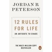 Set of two paperback books: "12 Rules for Life" by Jordan Peterson and "Political Correctness Gone Mad" by Stephen Fry and Michelle Goldberg.