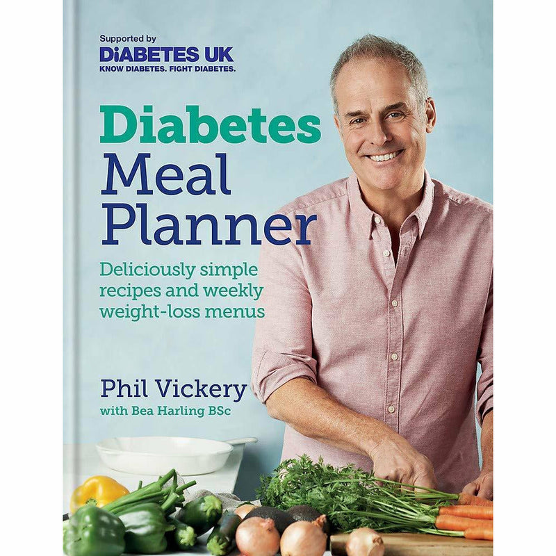 Diabetes meal planner and cookbook set by Phil Vickery, hardcover books featuring healthy recipes for managing diabetes.