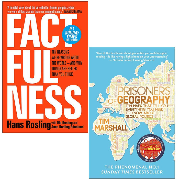 Factfulness By Hans Rosling & Prisoners of Geography By Tim Marshall 2 Books Collection Set - The Book Bundle