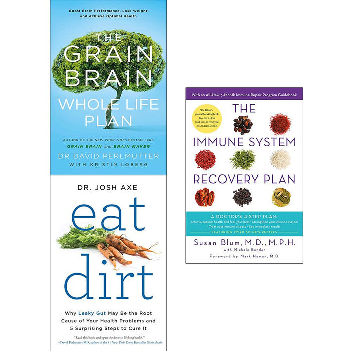 Grain brain whole life plan, eat dirt and immune system recovery plan 3 books collection set - The Book Bundle