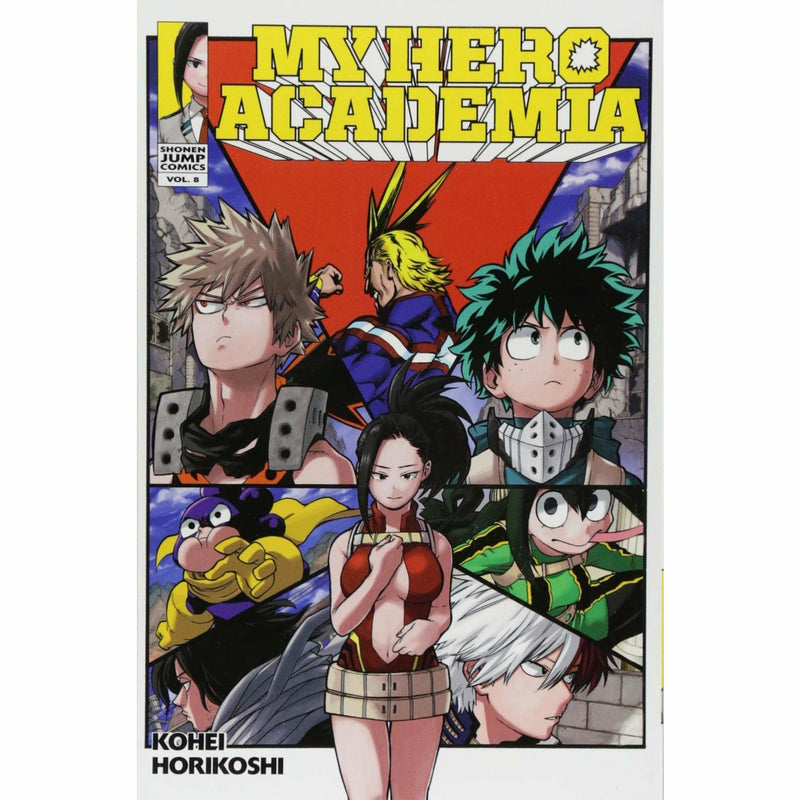 My Hero Academia 10-book collection set by Kohei Horikoshi featuring paperback manga volumes with colorful cover art.