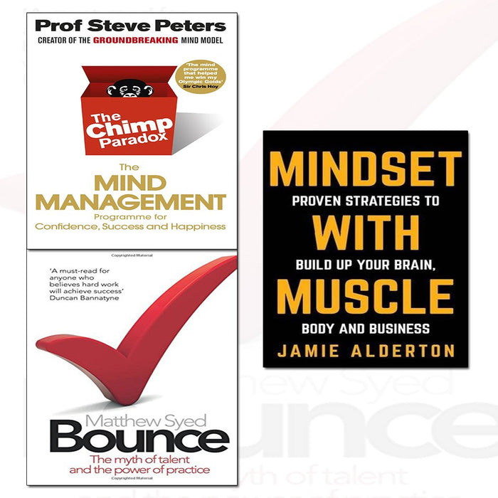 chimp paradox,mindset with muscle and bounce 3 books collection set - The Book Bundle