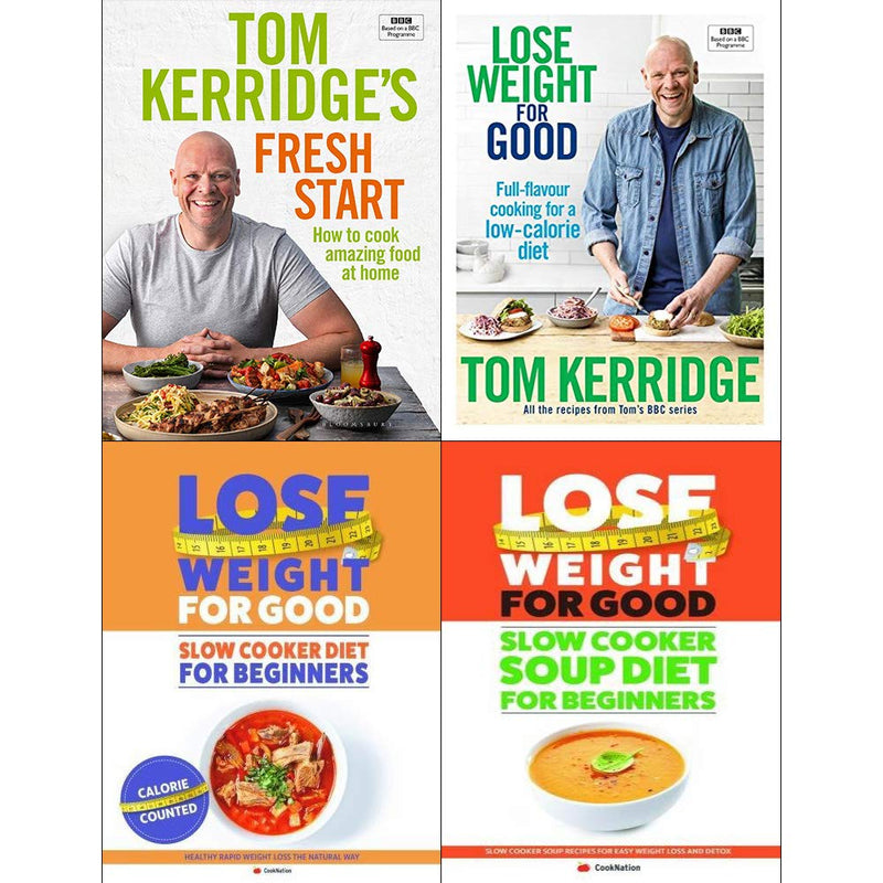 Tom Kerridge's Fresh Start & Lose Weight for Good book collection set featuring four non-fiction books on healthy eating and weight loss.