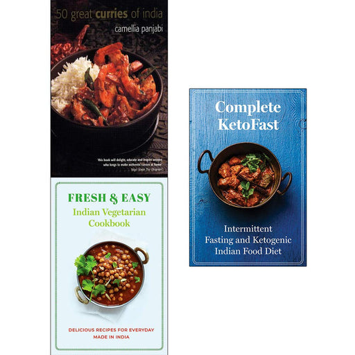 50 great curries of india, fresh & easy indian vegetarian cookbook, complete ketofast 3 books collection set - The Book Bundle