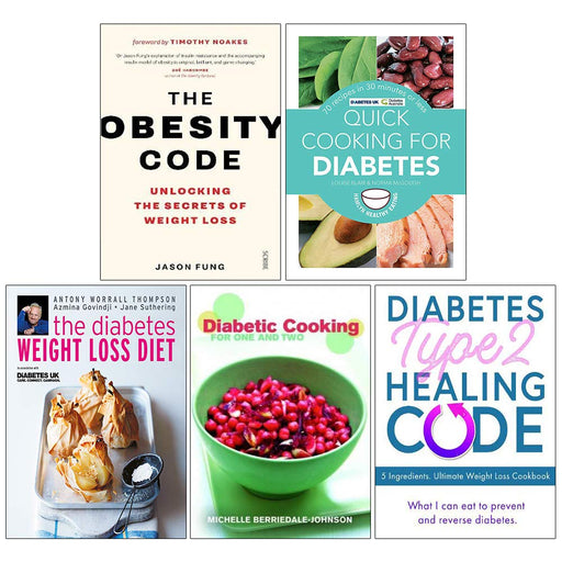 Obesity Code,Diabetes,Weight Loss Diet, Diabetic Cooking For One And Two,Healing Code 5 Books Collection Set - The Book Bundle