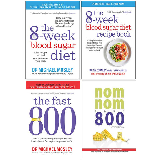 The 8-Week Blood Sugar , The 8-Week Blood  , The Fast 800, Quick & Easy Fasting Nom Nom Fast 800 Cookbook 4 Books Collection Set - The Book Bundle