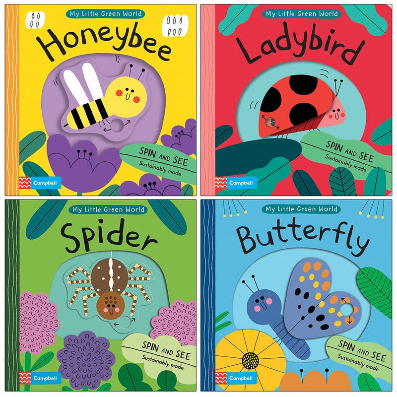 My Little Green World book collection set by Campbell Books, featuring four colorful children's books with vibrant illustrations.
