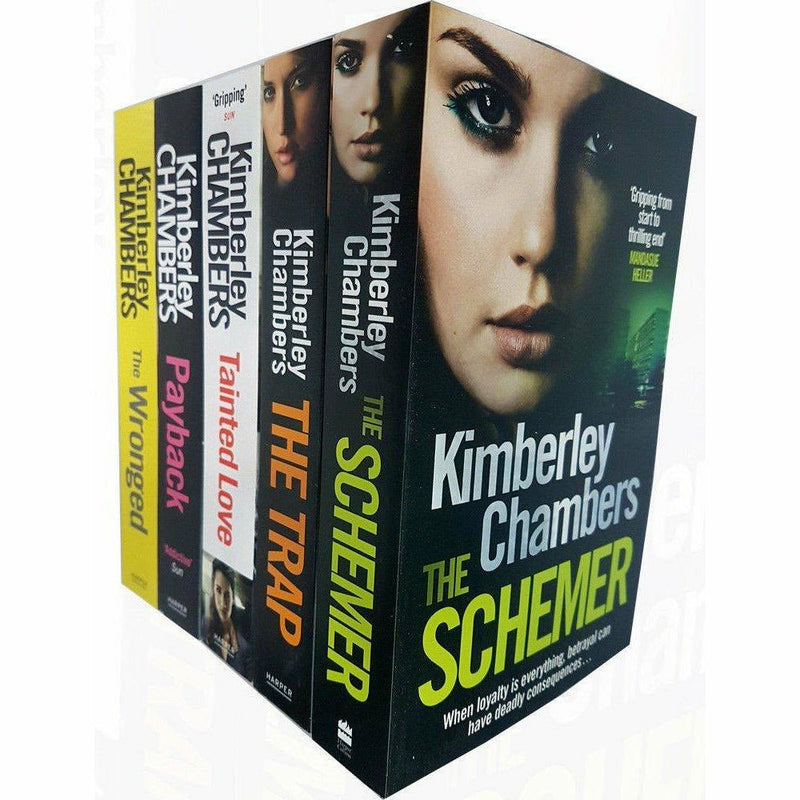 Kimberley Chambers Butlers Series 5 Books collection set, fiction paperbacks by Arrow & Harper, arranged on a shelf.