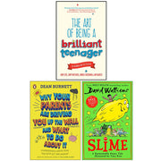 Set of three paperback books from The Art of Being a Brilliant Teenager collection by Andy Cope, Dean Burnett, and David Walliams.