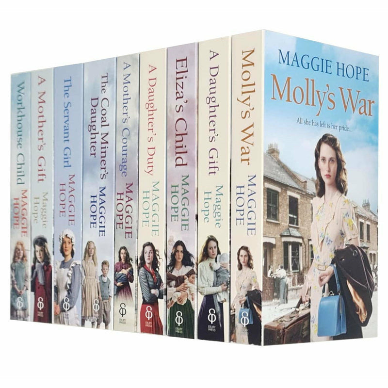 Set of nine Maggie Hope Collection books including The Servant Girl and Workhouse Child, featuring historical fiction covers.
