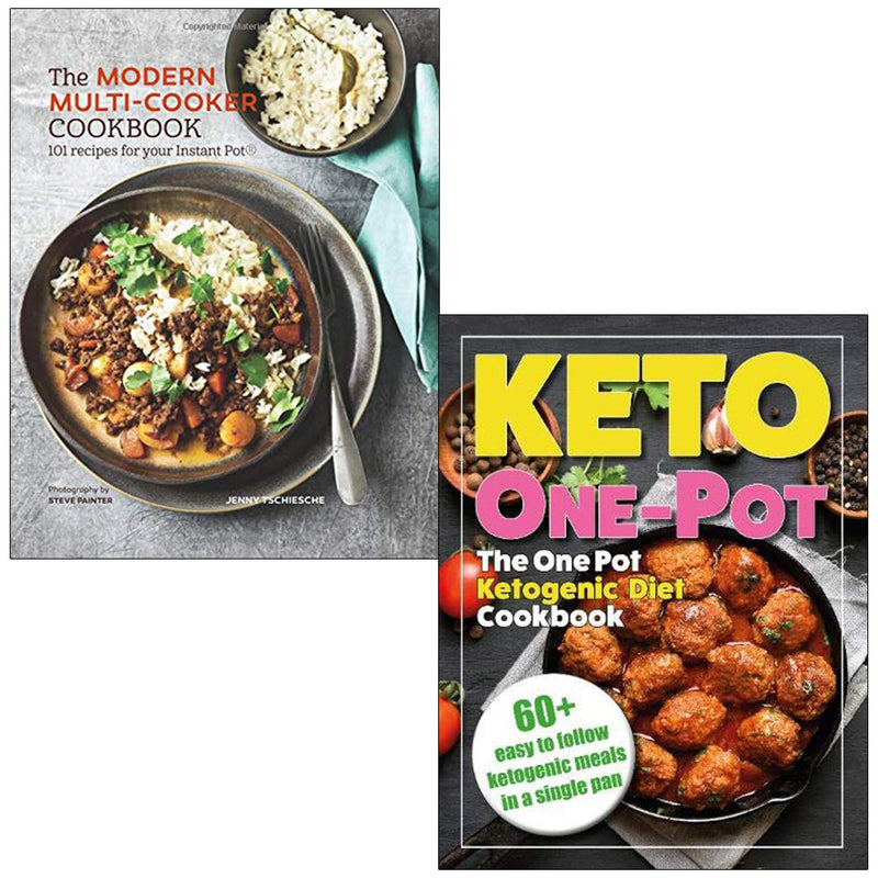 Set of two cookbooks by Jenny Tschiesche from Ryland Peters & Small, featuring modern multi-cooker and ketogenic diet recipes.