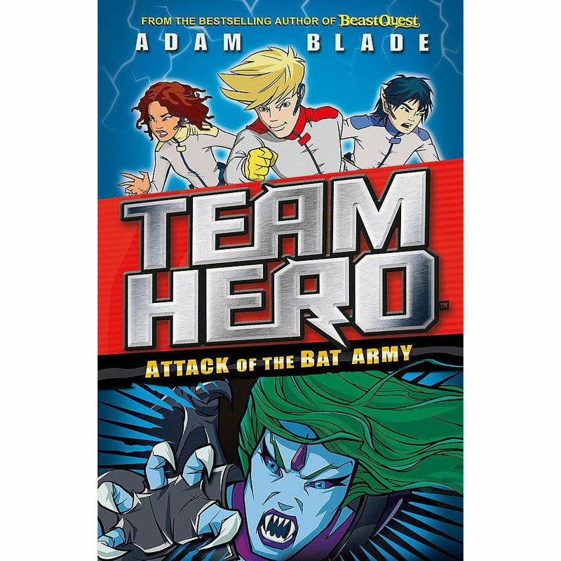 Set of Adam Blade Team Hero Series 8 paperback books by Orchard Books, featuring adventure stories for ages 9-12