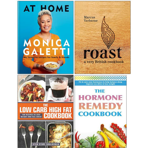At Home [Hardcover], Roast a very British cookbook[Hardcover], Low Carb High Fat Cookbook[Hardcover], The Hormone Remedy Cookbook 4 Books Collection Set - The Book Bundle