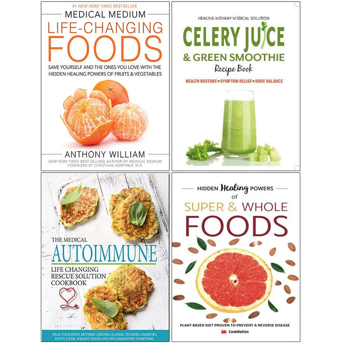 Medical Medium Life-Changing Foods [Hardcover], Celery Juice & Green Smoothie, Medical Autoimmune 4 Books Collection Set - The Book Bundle