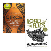 Two paperback books from the Circe and Lord of the Flies collection by Madeline Miller and William Golding, published by Bloomsbury and Faber.
