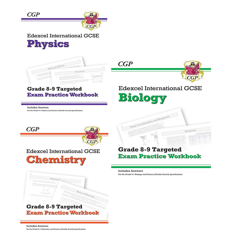 Cgp igcse 9-1 edexcel international gcse chemistry, biology, physics, 3 books collection set - grade 8-9 targeted exam practice workbook - The Book Bundle