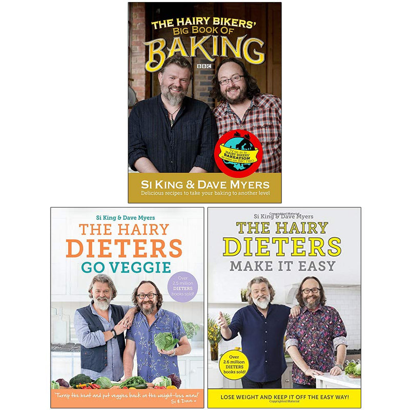 Hairy Bikers Big Book of Baking and Go Veggie 3-book collection set, non-fiction cookbooks with baking and vegetarian recipes.