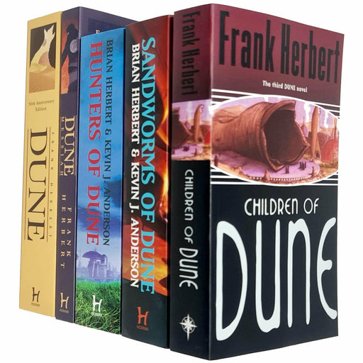 Frank Herbert Dune Series 5 Books Collection Set (Children Of Dune, Sandworms of Dune, Hunters of Dune, Dune, Dune Messiah - The Book Bundle