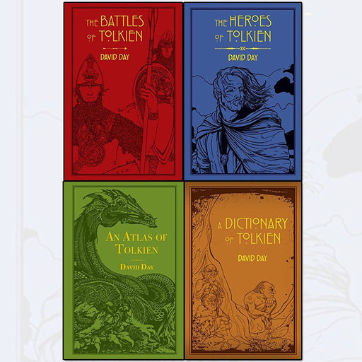 tolkien david day collection 4 books set (the battles of tolkien, an atlas of tolkien, a dictionary of tolkien, the heroes of tolkien [flexibound]) - The Book Bundle