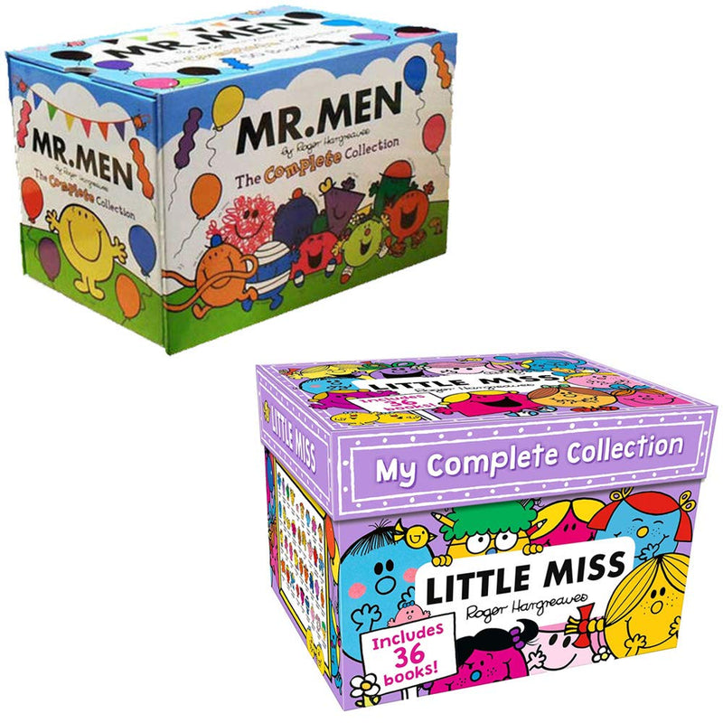 Collection of Mr Men and Little Miss 86 paperback books by Roger Hargreaves, designed for ages 5 to 7, in a box set.
