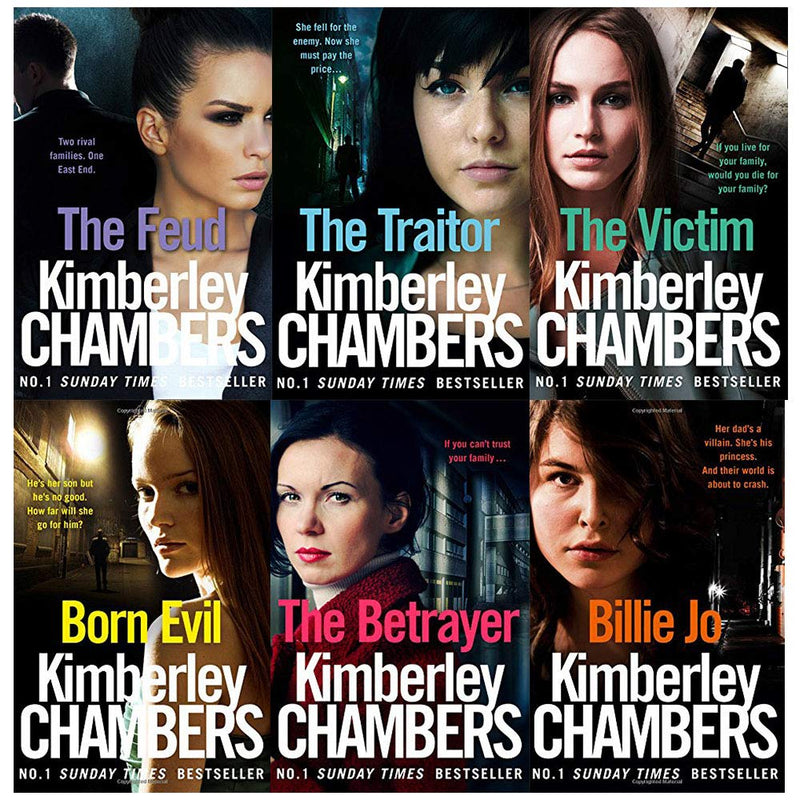 Set of six Kimberley Chambers fiction paperback books by HarperCollins, featuring colorful covers and spine designs.