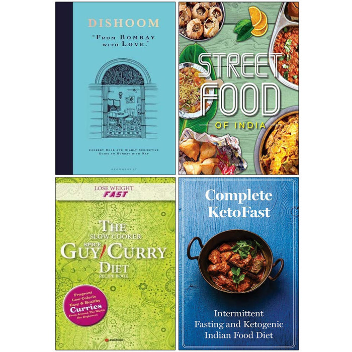 Dishoom From Bombay with Love [Hardcover], Fresh & Easy Indian Street Food, Slow Cooker Spice Guy Curry Diet, Complete KetoFast 4 Books Collection Set - The Book Bundle