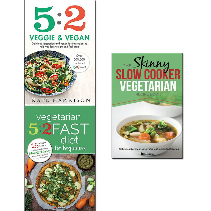 5 2 Veggie and vegan, vegetarian 5 2 fast diet and slow cooker vegetarian recipe book 3 books collection set - The Book Bundle