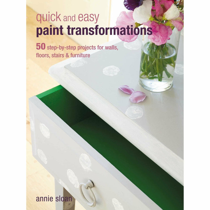 Set of two Annie Sloan books on paint techniques for furniture and decor transformations, with colorful cover designs.