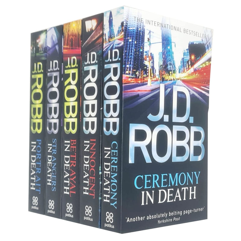 Set of five JD Robb In Death series paperback books including Ceremony in Death, featuring crime fiction by J.D. Robb.
