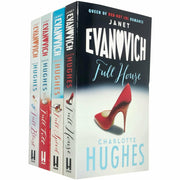 Set of four Janet Evanovich books in the Full Series Collection: Full House, Full Tilt, Full Speed, and Full Blast, featuring colorful covers.