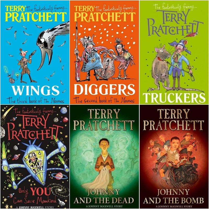 Six paperback Terry Pratchett books, including Bromeliad Trilogy and Johnny Maxwell Series, in a Corgi collection set.
