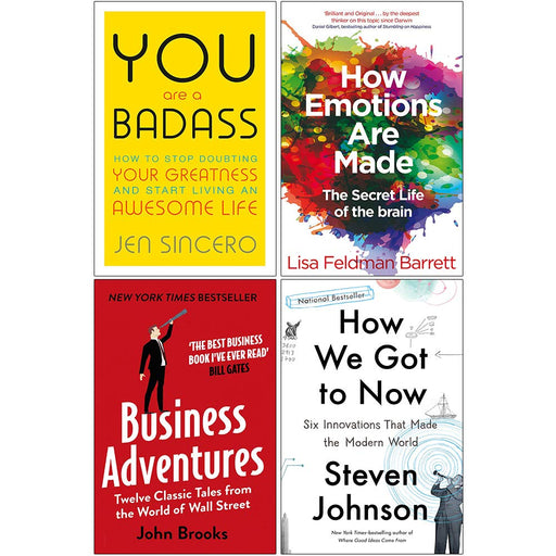 You Are a Badass, How Emotions are Made, Business Adventures, How We Got to Now 4 Books Collection Set - The Book Bundle