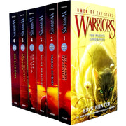 Collection of Warrior Cats Series 4 Omen of the Stars books 1-6 by Erin Hunter, featuring colorful covers and spines.