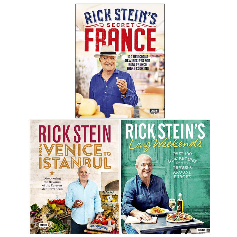 Hardcover book set of Rick Stein's Secret France and Long Weekends, featuring non-fiction travel and culinary stories by Rick Stein.