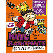 Set of four King Flashypants children's books by Andy Riley, featuring colorful covers and playful illustrations.