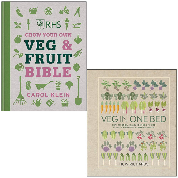 RHS Veg & Fruit Bible & Veg in One Bed 2 Books Collection Set - The Book Bundle