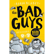 Set of four The Bad Guys comic books by Aaron Blabey, featuring colorful cover art from episodes 1-8 in the Scholastic collection.