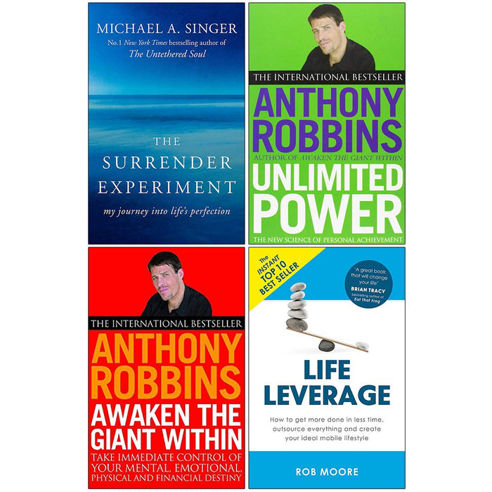 Surrender Experiment, Unlimited Power, Awaken The Giant Within, Life Leverage 4 Books Collection Set - The Book Bundle