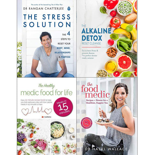 Stress solution, alkaline detox reset cleanse, medic food for life, food medic [hardcover] 4 books collection set - The Book Bundle