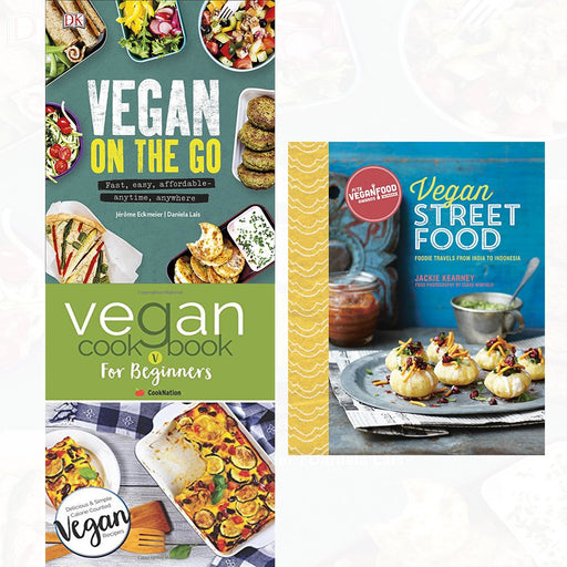 vegan street food,vegan on the go and vegan cookbook for beginners 3 books collection set - The Book Bundle
