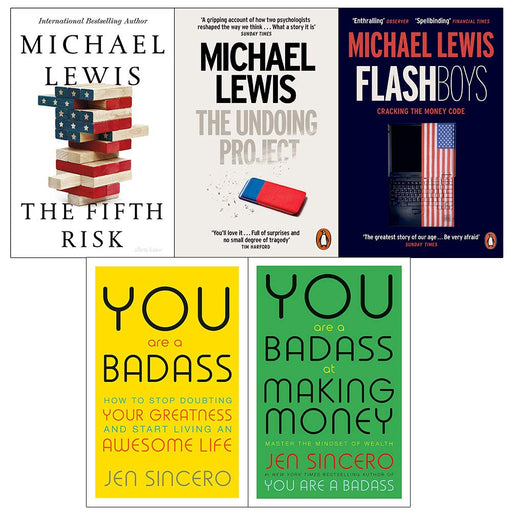 Fifth risk [hardcover], the undoing project, flash boys, you are a badass, making money 5 books collection set - The Book Bundle