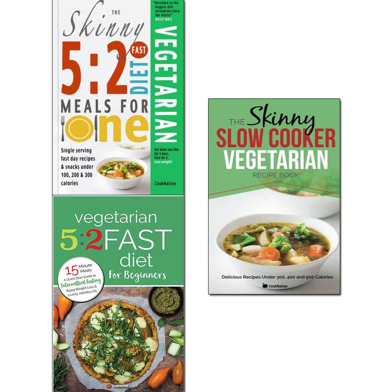 5 2 fast diet vegetarian meals for one, vegetarian 5 2 fast diet and slow cooker vegetarian recipe book 3 books collection set - The Book Bundle