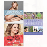 Collection of three non-fiction skin and body books by Vogue Williams, Cameron Diaz, and Liz Earle, featuring fitness and skincare tips.